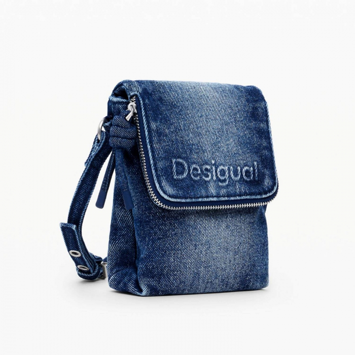 Geanta mica pentru telefon, Desigual, seria Half Logo, Albastru [2]