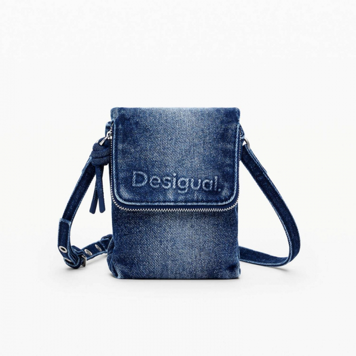 Geanta mica pentru telefon, Desigual, seria Half Logo, Albastru [5]