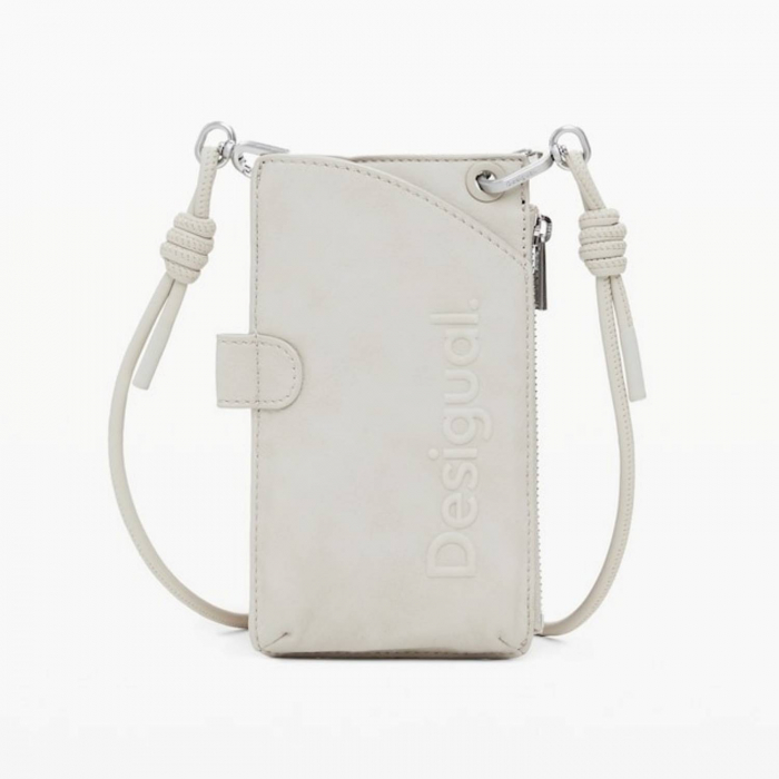 Geanta mica pentru telefon, Desigual, seria Half logo Milton Piedra, Crem [3]