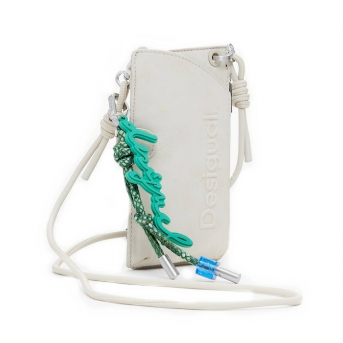 Geanta mica pentru telefon, Desigual, seria Half logo Milton Piedra, Crem [1]