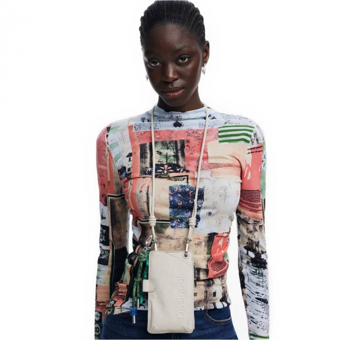 Geanta mica pentru telefon, Desigual, seria Half logo Milton Piedra, Crem [2]