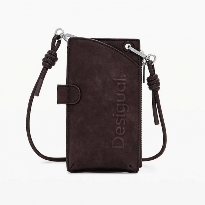 Geanta mica pentru telefon, Desigual, seria Half logo Milton Piedra, Maro inchis [3]