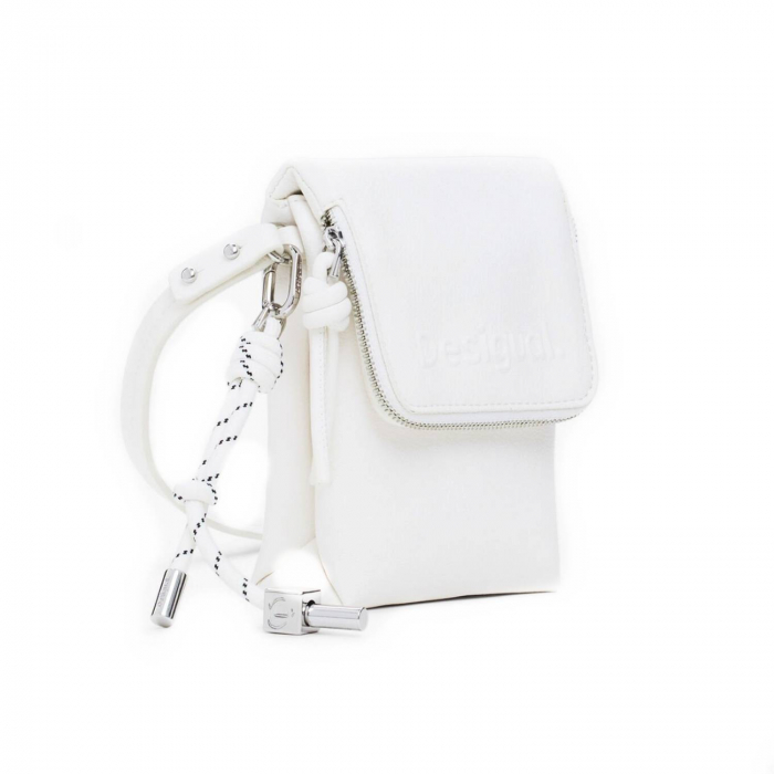 Geanta mica pentru telefon, Desigual, seria Half Logo, Alb [2]