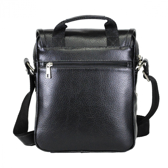 Geanta de barbati din piele naturala moale, model 054, Negru mat [3]