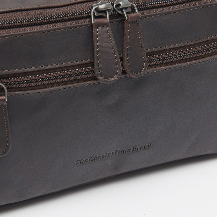 Geanta pentru cosmetice The Chesterfield Brand, din piele naturala, Elmia, Maro inchis [3]