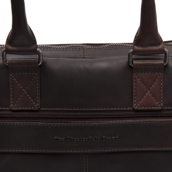 Geanta pentru laptop 15 inch, piele naturala, The Chesterfield Brand, Fabian, Maro inchis [5]