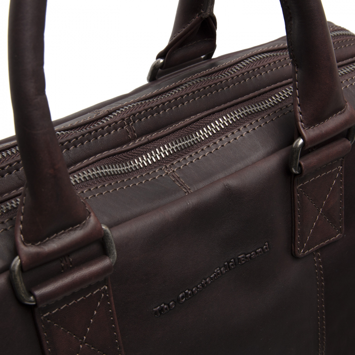 Geanta pentru laptop 15 inch, piele naturala, The Chesterfield Brand, Fabian, Maro inchis [4]