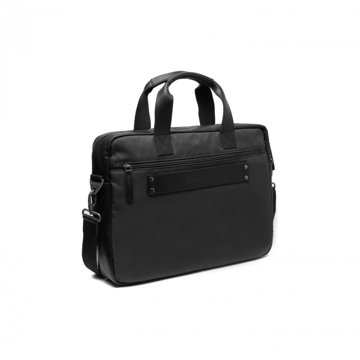 Geanta pentru laptop de 15 inch, din piele naturala si nylon, The Chesterfield Brand, Narvik, Negru [7]