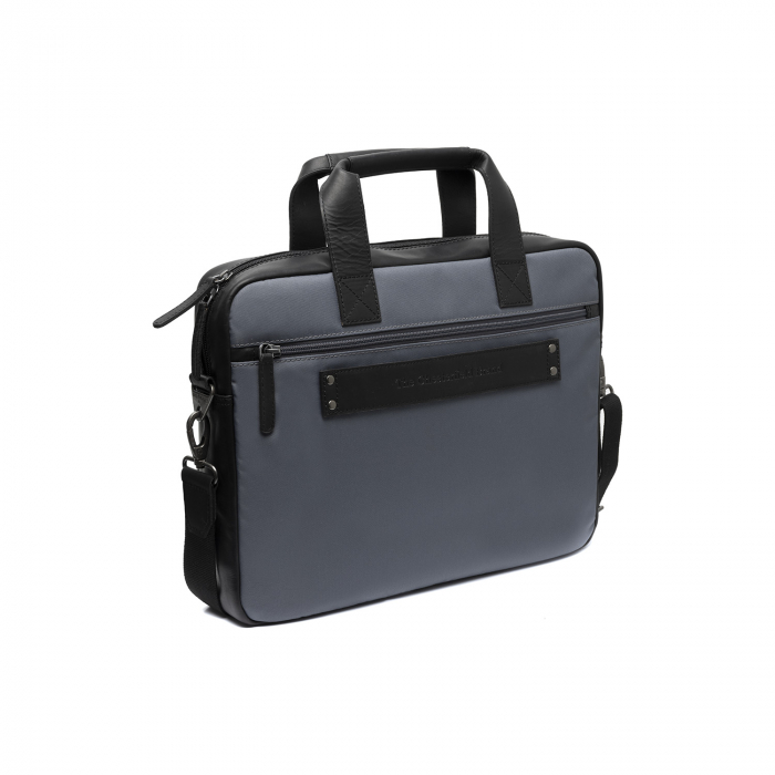 Geanta pentru laptop de 15 inch, din piele naturala si nylon, The Chesterfield Brand, Narvik, Gri [7]