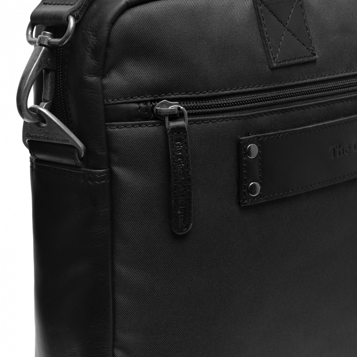 Geanta pentru laptop de 15 inch, din piele naturala si nylon, The Chesterfield Brand, Narvik, Negru [6]