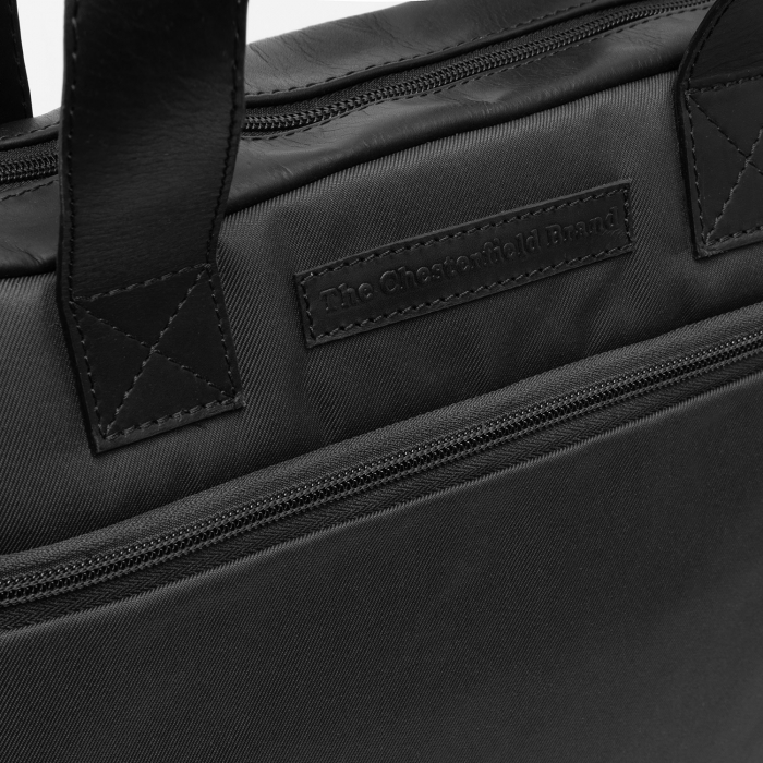 Geanta pentru laptop de 15 inch, din piele naturala si nylon, The Chesterfield Brand, Narvik, Negru [3]