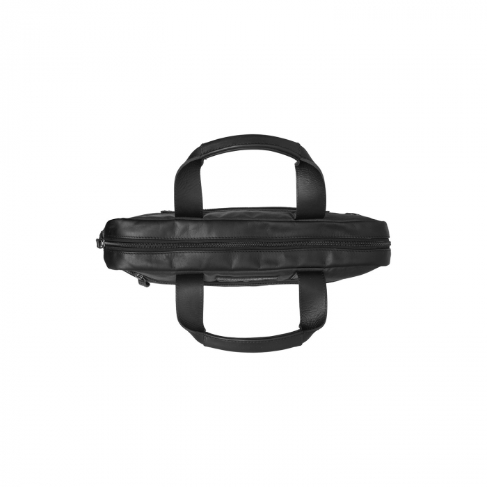Geanta pentru laptop de 15 inch, din piele naturala si nylon, The Chesterfield Brand, Narvik, Negru [5]