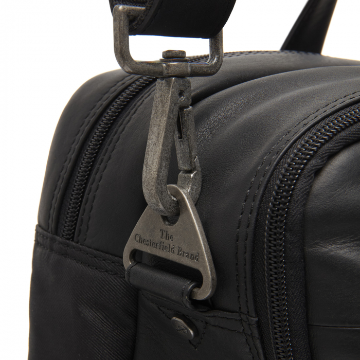 Geanta pentru laptop de 17 inch, din piele naturala si nylon, The Chesterfield Brand, Nivano, Negru [5]