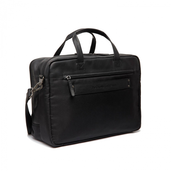 Geanta pentru laptop de 17 inch, din piele naturala si nylon, The Chesterfield Brand, Nivano, Negru [6]