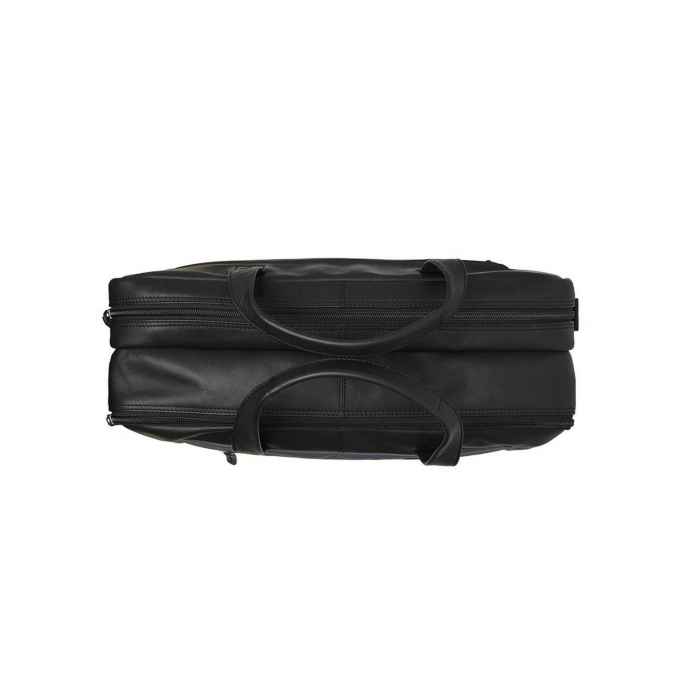 Geanta pentru laptop de 17 inch, din piele naturala si nylon, The Chesterfield Brand, Nivano, Gri [4]