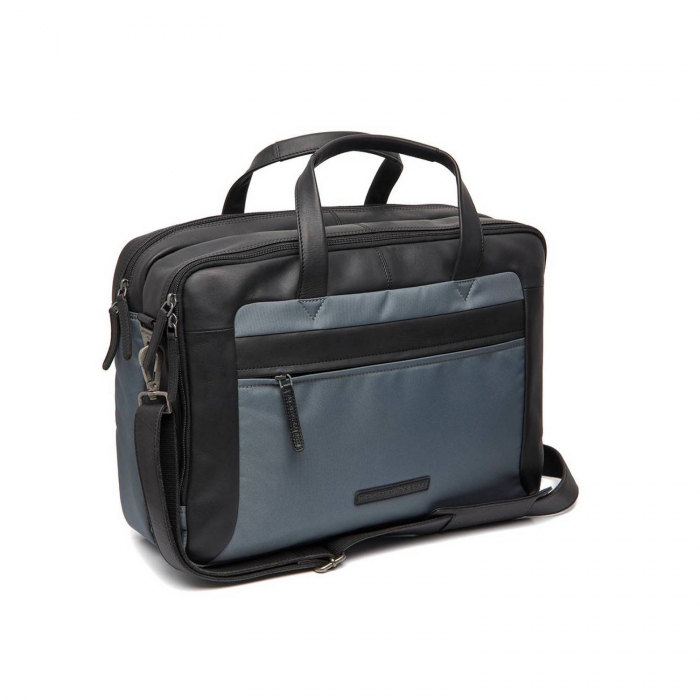 Geanta pentru laptop de 17 inch, din piele naturala si nylon, The Chesterfield Brand, Nivano, Gri [1]