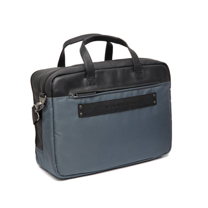 Geanta pentru laptop de 17 inch, din piele naturala si nylon, The Chesterfield Brand, Nivano, Gri [6]