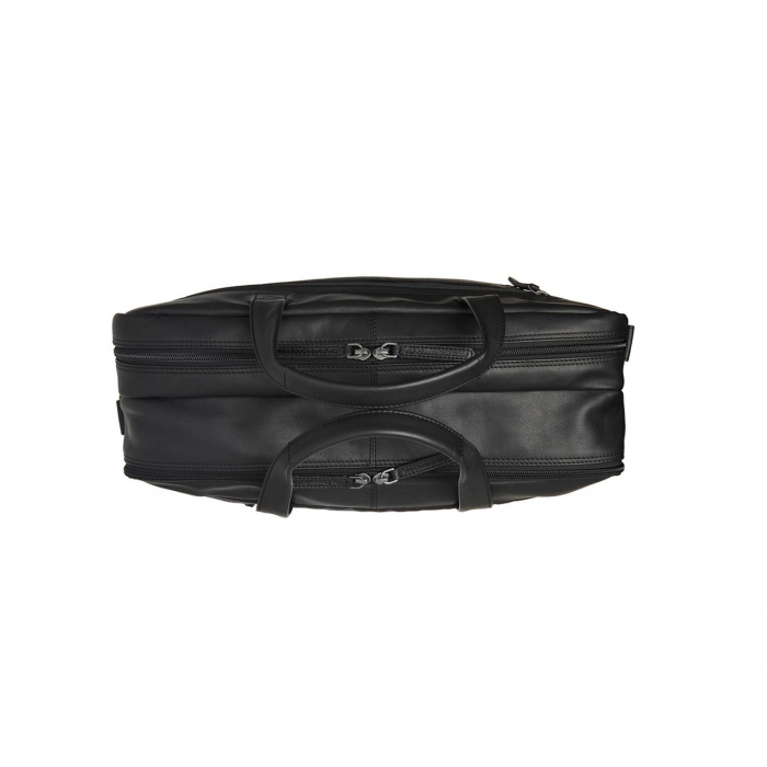 Geanta pentru laptop de 17 inch, din piele naturala si nylon, The Chesterfield Brand, Nivano, Negru [2]