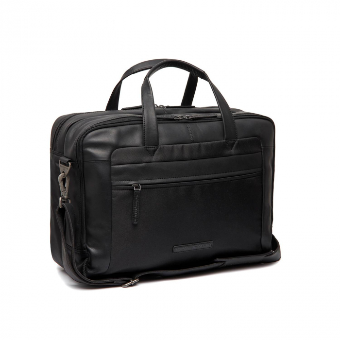 Geanta pentru laptop de 17 inch, din piele naturala si nylon, The Chesterfield Brand, Nivano, Negru [1]