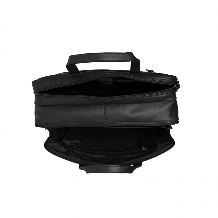 Geanta pentru laptop de 17 inch, din piele naturala si nylon, The Chesterfield Brand, Nivano, Negru [3]