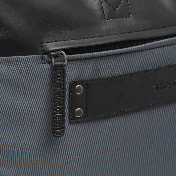 Geanta pentru laptop de 17 inch, din piele naturala si nylon, The Chesterfield Brand, Nivano, Gri [3]