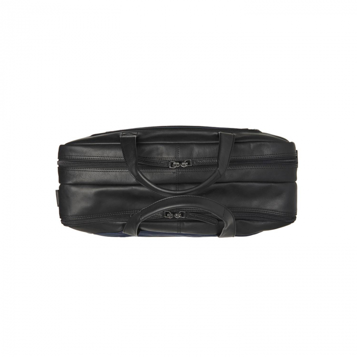 Geanta pentru laptop de 17 inch, din piele naturala si nylon, The Chesterfield Brand, Nivano, Bleumarin [3]