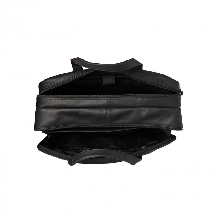 Geanta pentru laptop de 17 inch, din piele naturala si nylon, The Chesterfield Brand, Nivano, Bleumarin [2]