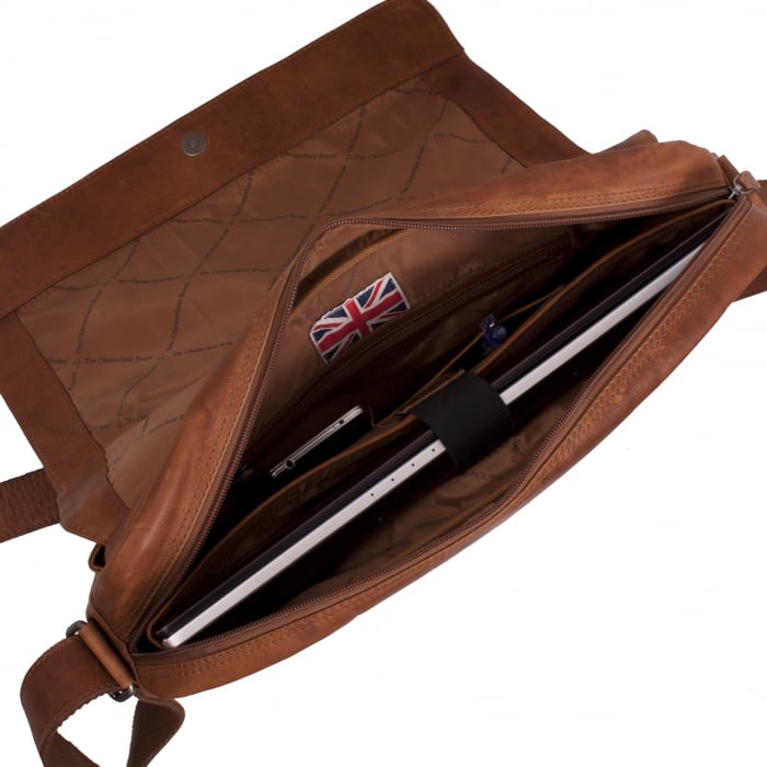 Geanta pentru laptop din piele naturala, The Chesterfield Brand, Richard 15.4 inch, Maro coniac [4]