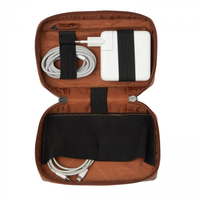 Geanta organizator accesorii electronice, The Chesterfield Brand, din piele naturala, Ardan, Maro coniac [2]