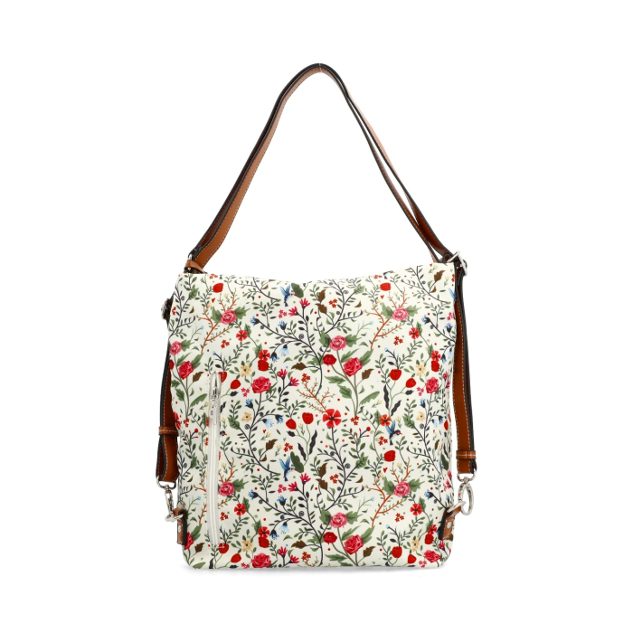 Geanta/rucsac, de umar, 2 in 1, de dama, din nylon, Sonja, Multicolor (Crem) [4]