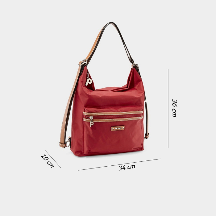 Geanta/rucsac, de umar, 2 in 1, de dama, din nylon, Sonja, Rosu [2]