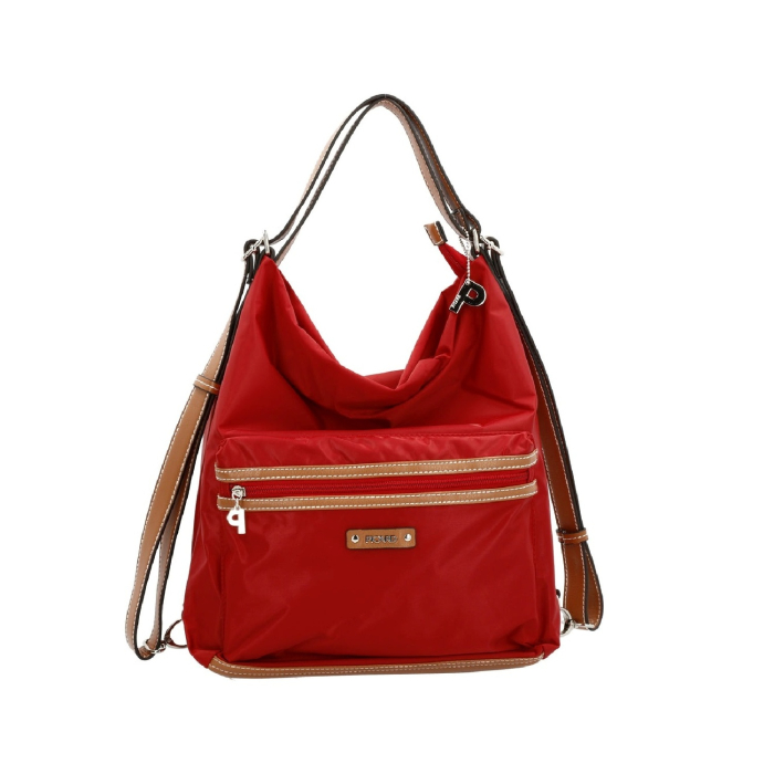 Geanta/rucsac, de umar, 2 in 1, de dama, din nylon, Sonja, Rosu [4]