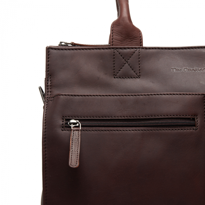 Geanta multifunctionala 3 in 1 shopper /bebe /scutece, The Chesterfield Brand, piele naturala, Elody, Maro inchis [7]