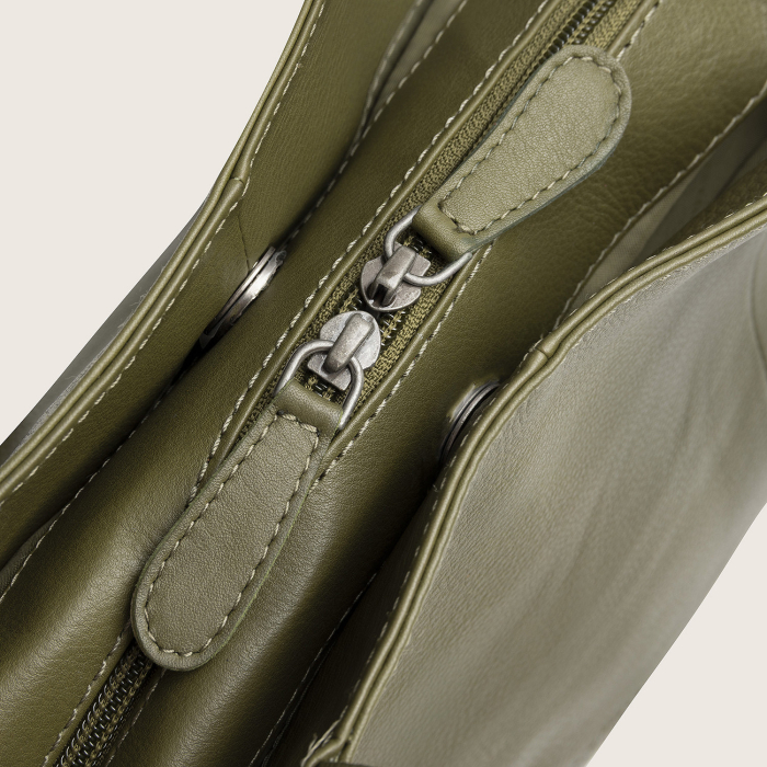 Geanta shopper din piele naturala, The Chesterfield Brand, Nerissa, Verde olive [4]
