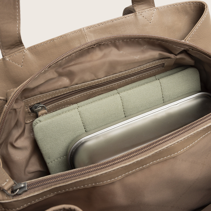 Geanta shopper din piele naturala, The Chesterfield Brand, Nerissa, Taupe [2]