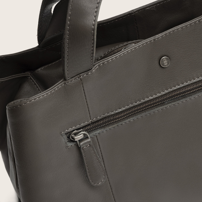 Geanta shopper din piele naturala, The Chesterfield Brand, Nerissa, Gri inchis [8]
