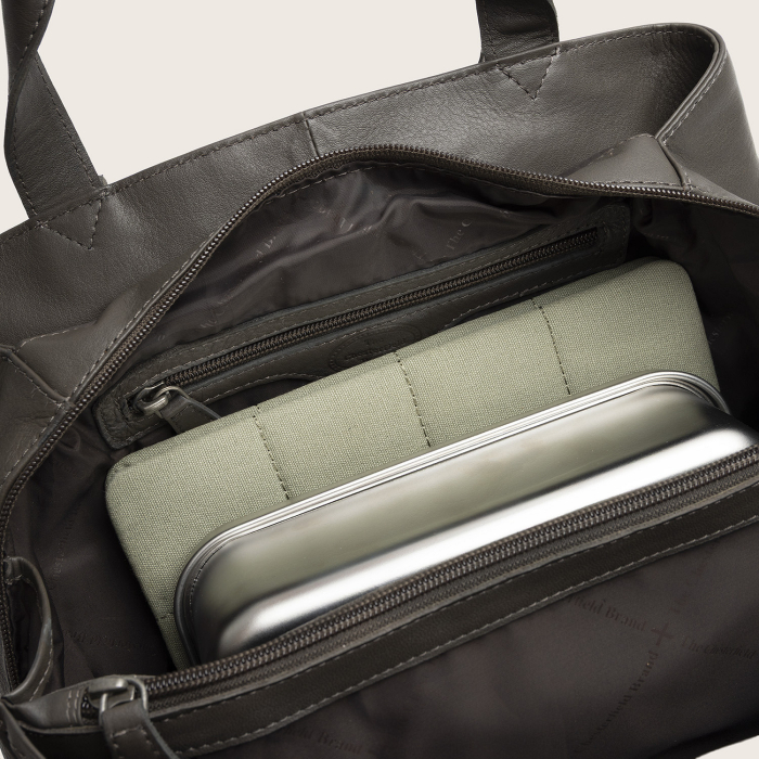 Geanta shopper din piele naturala, The Chesterfield Brand, Nerissa, Gri inchis [3]
