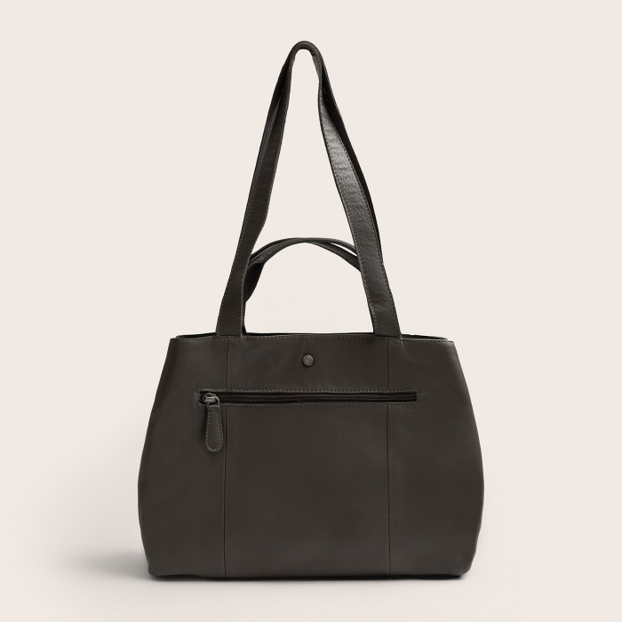 Geanta shopper din piele naturala, The Chesterfield Brand, Nerissa, Gri inchis [11]