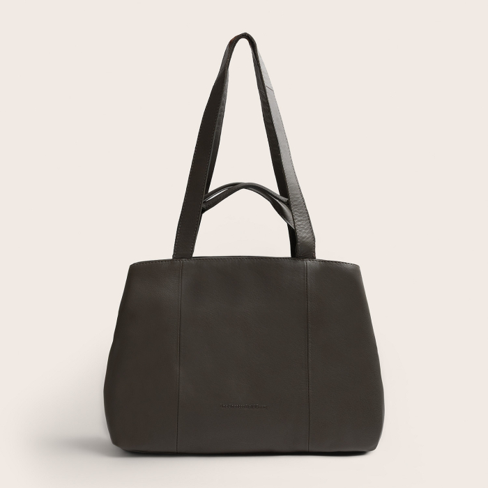 Geanta shopper din piele naturala, The Chesterfield Brand, Nerissa, Gri inchis [9]