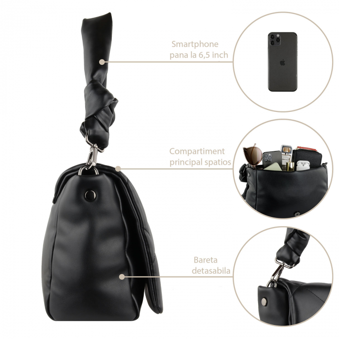 Geanta si poseta plic 2 in 1,  bugatti, piele ecologica, seria Cara 496150, Negru [3]