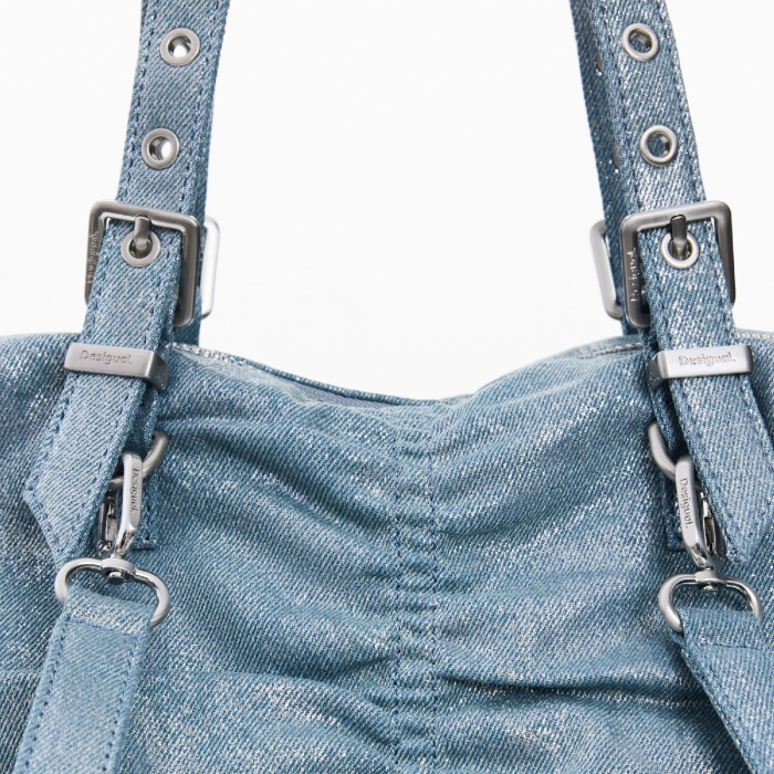 Geanta si rucsac, 2 in 1, de dama, de mana si umar, Desigual, Buxton Denim, Albastru [4]