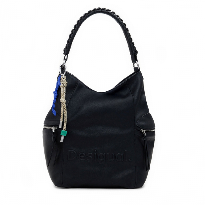 Geanta si rucsac, 2 in 1, de dama, de mana si umar, Desigual, seria Half Logo Arica, Negru [4]