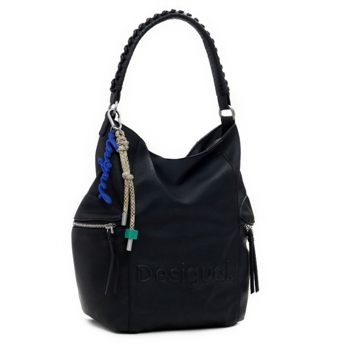 Geanta si rucsac, 2 in 1, de dama, de mana si umar, Desigual, seria Half Logo Arica, Negru [2]