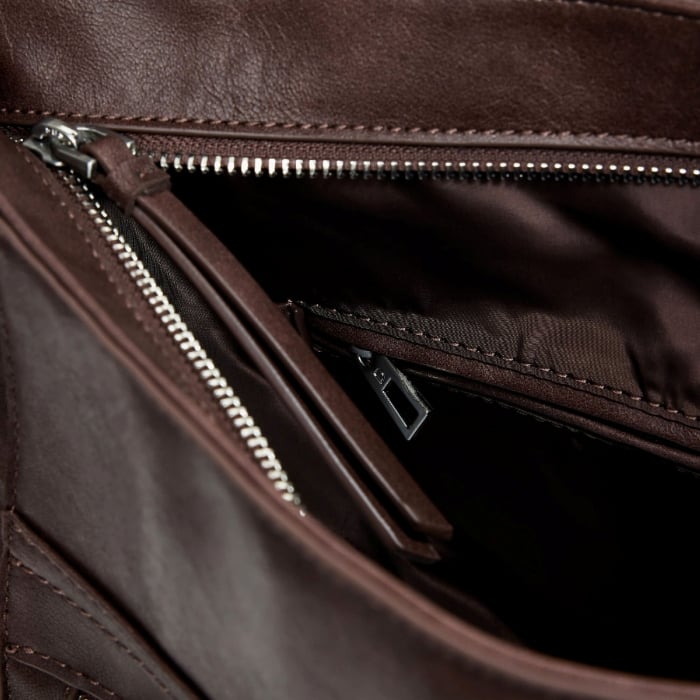 Geanta si rucsac, 2 in 1, de dama, de mana si umar, Desigual, seria Half Logo Arica, Maro ciocolata [6]