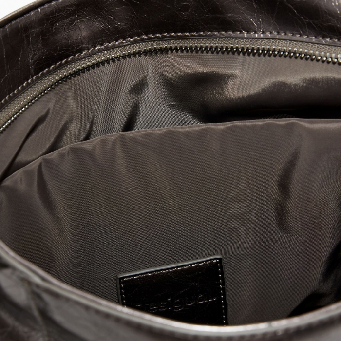 Geanta si rucsac, 2 in 1, de dama, de mana si umar, Desigual, seria Half Logo Arica, Gri metalizat [7]