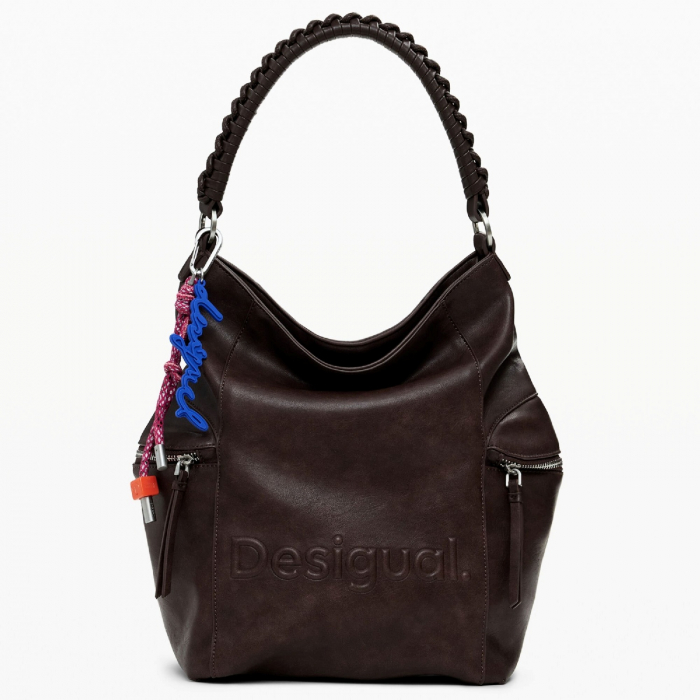 Geanta si rucsac, 2 in 1, de dama, de mana si umar, Desigual, seria Half Logo Arica, Maro ciocolata [8]