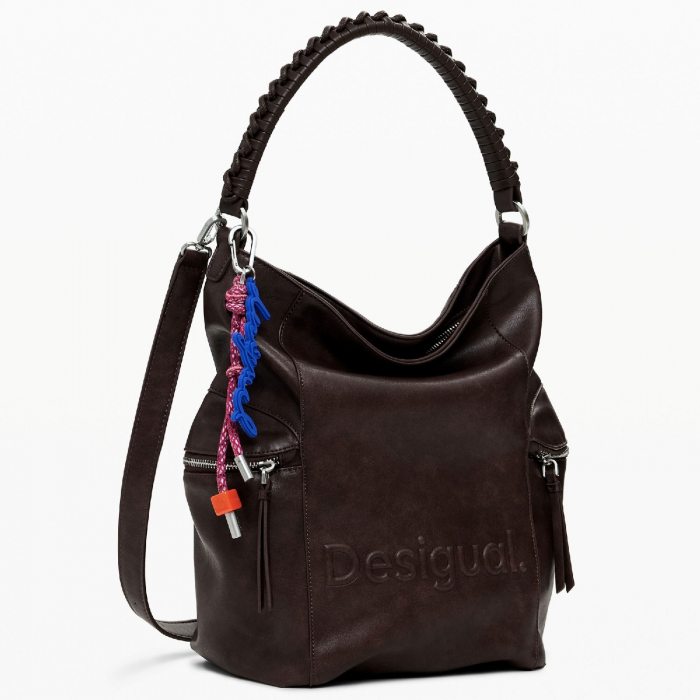 Geanta si rucsac, 2 in 1, de dama, de mana si umar, Desigual, seria Half Logo Arica, Maro ciocolata [2]