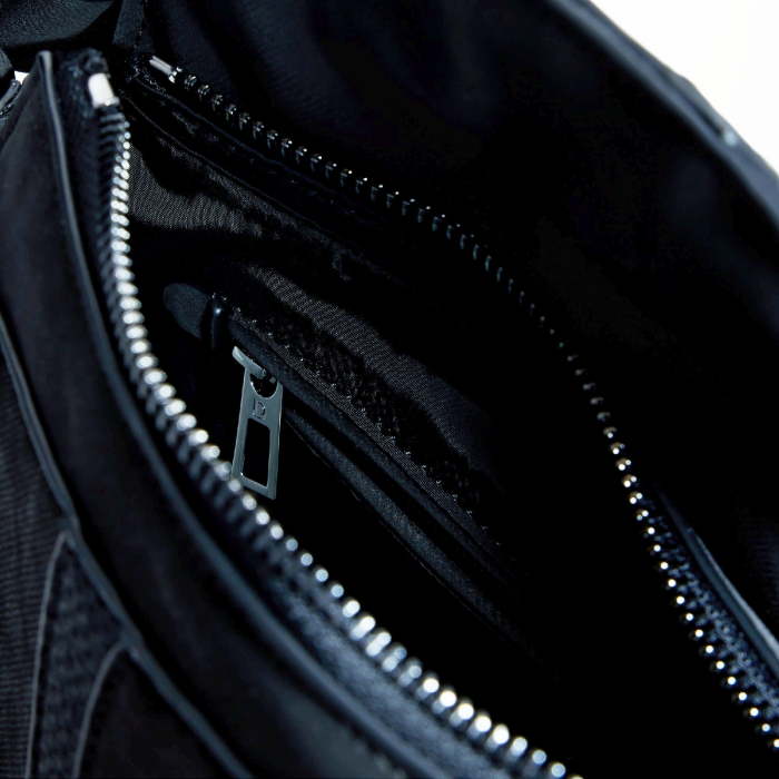 Geanta si rucsac, 2 in 1, de dama, de mana si umar, Desigual, seria Snake Patch Jersey, Negru [6]