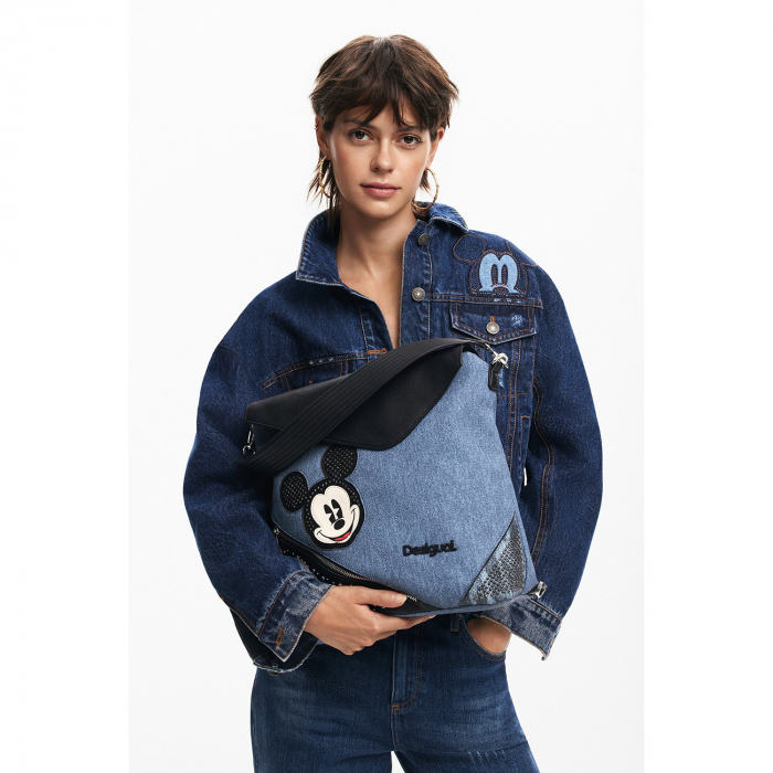Geanta si rucsac de dama, Desigual, seria Mickey Denim Edge Jersey, Albastru [2]