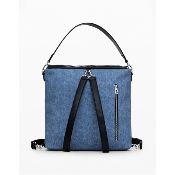 Geanta si rucsac de dama, Desigual, seria Mickey Denim Edge Jersey, Albastru [6]